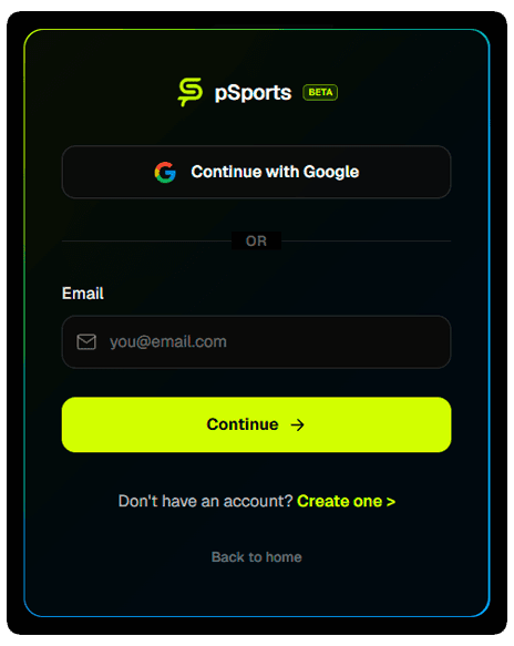 Create your pSports account